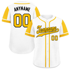 Custom White Gold Raglan Sleeves Personalized Authentic Baseball Jersey BSBJ01-D017165