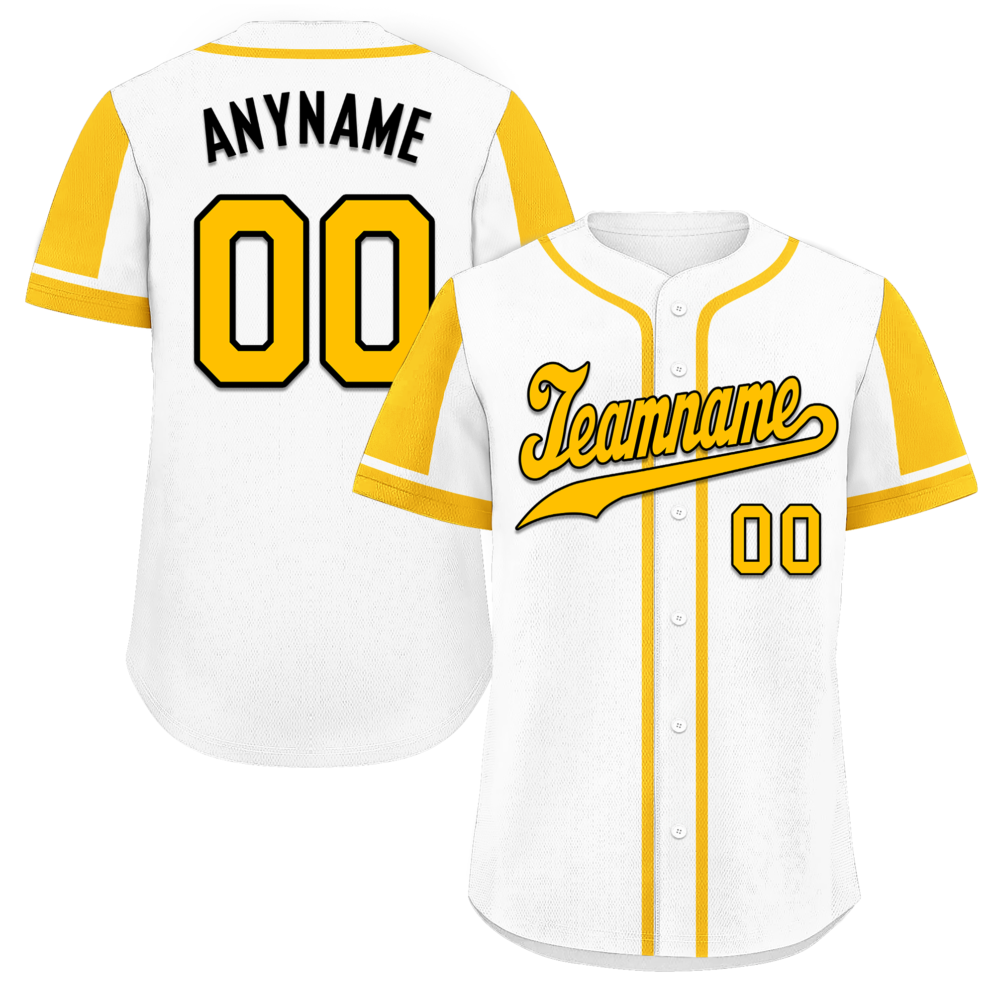 Custom White Gold Raglan Sleeves Personalized Authentic Baseball Jersey BSBJ01-D017165