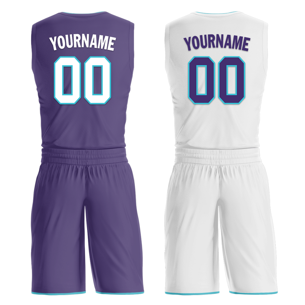 Custom Purple White Classic Style Reversible Basketball Uniform Personalized Ordinary BBJR-D017014
