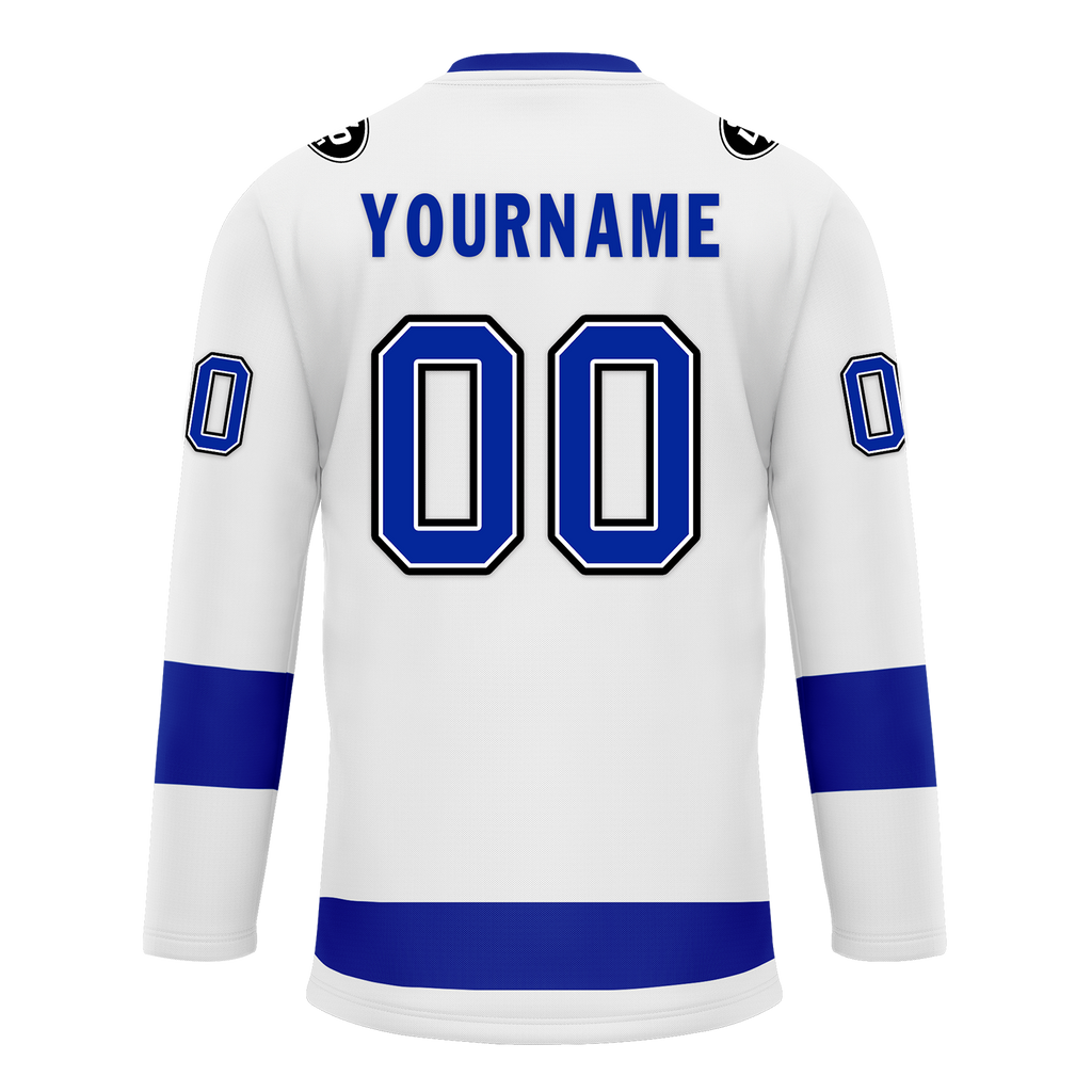 Custom White Blue Personalized Hockey Jersey HCKJ01-D0a70bb