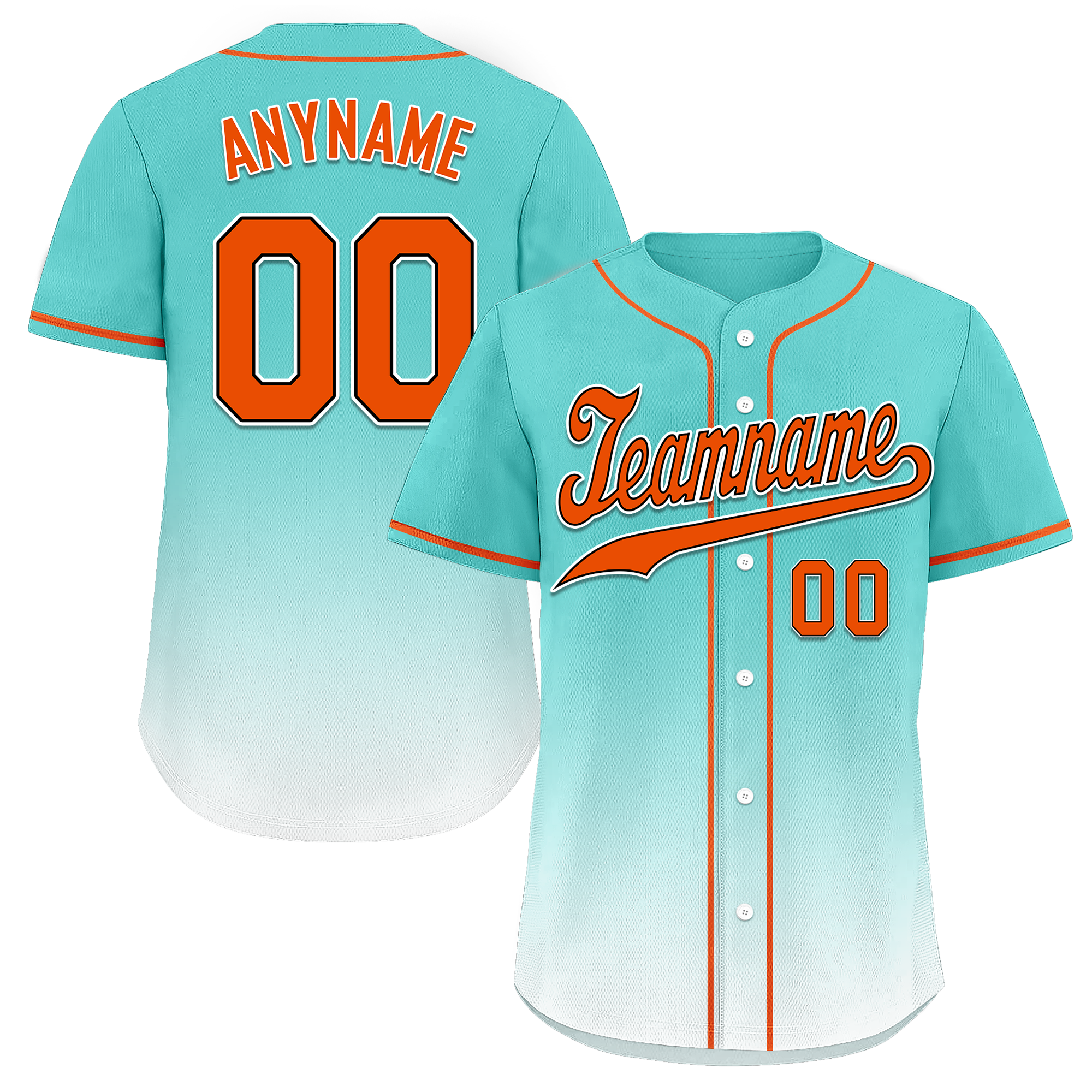 Custom Cyan White Fade Fashion Personalized Authentic Baseball Jersey BSBJ01-D0a70e8