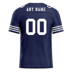 Custom Dark Blue White Striped Sleeves Personalized Authentic Football Jersey FBJ02-D06035