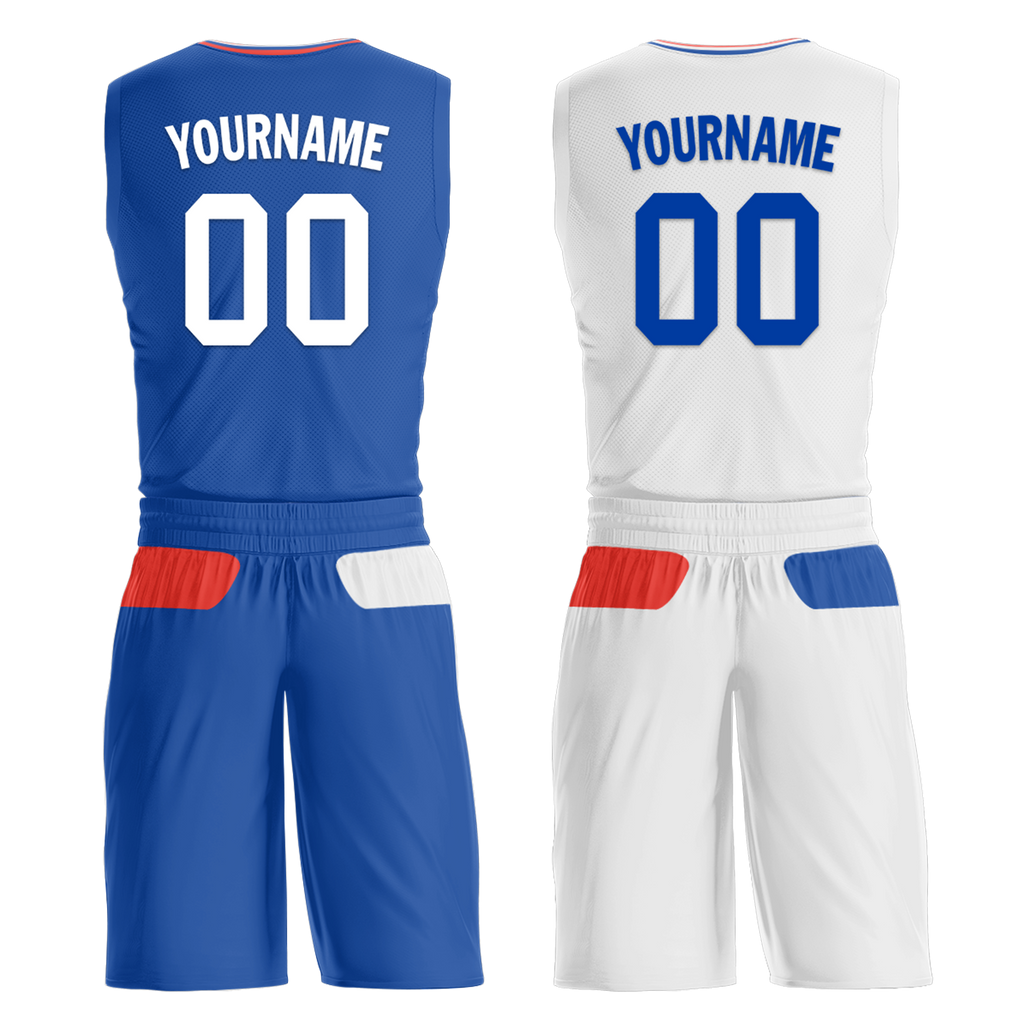 Custom Blue White Classic Style Reversible Basketball Uniform Personalized Ordinary BBJR-D017031