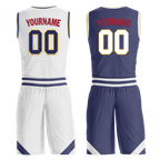 Custom White Blue Classic Style Reversible Basketball Uniform Personalized COOLMAX BBJR-D017030