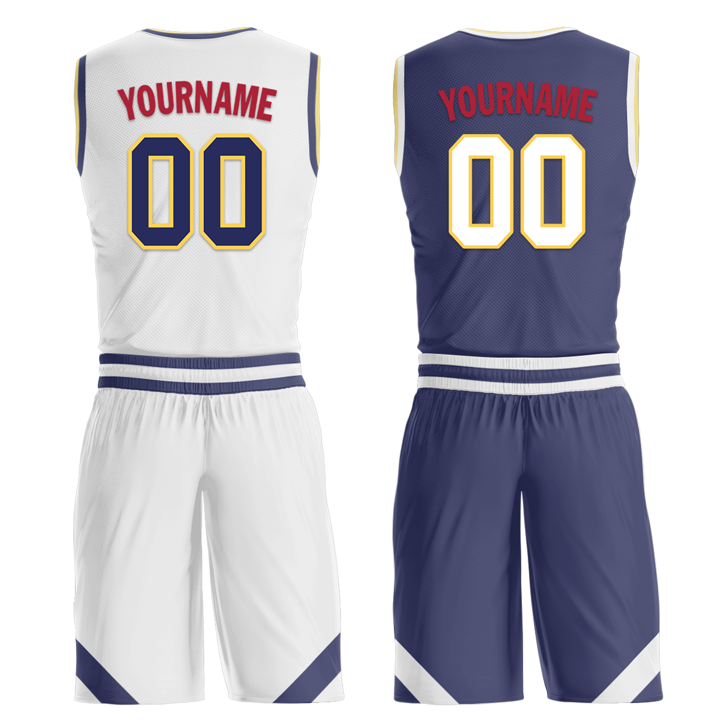Custom White Blue Classic Style Reversible Basketball Uniform Personalized COOLMAX BBJR-D017030