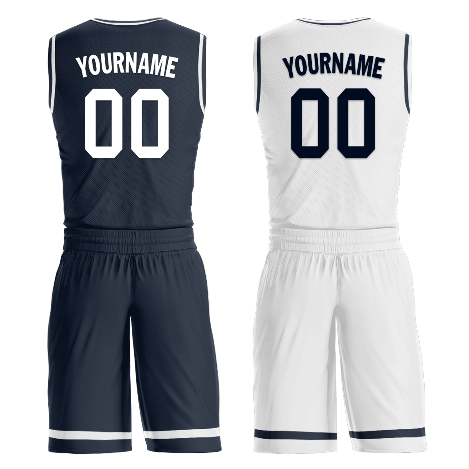 Custom Blue White Classic Style Reversible Basketball Uniform Personalized COOLMAX BBJR-D017056