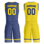Custom Blue Yellow Classic Style Reversible Basketball Uniform Personalized Ordinary BBJR-D017003