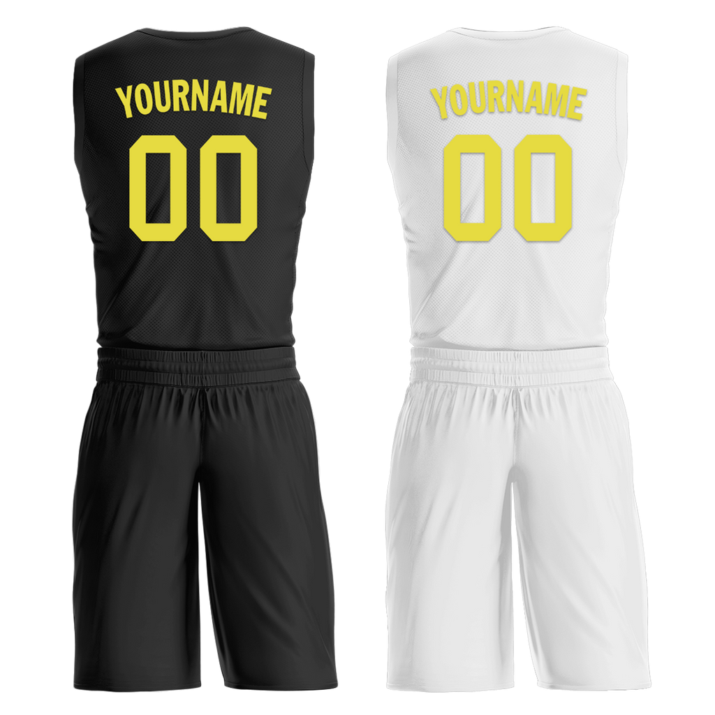 Custom Black White Classic Style Reversible Basketball Uniform Personalized COOLMAX BBJR-D017048