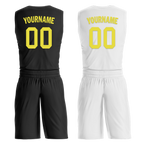 Custom Black White Classic Style Reversible Basketball Uniform Personalized COOLMAX BBJR-D017048