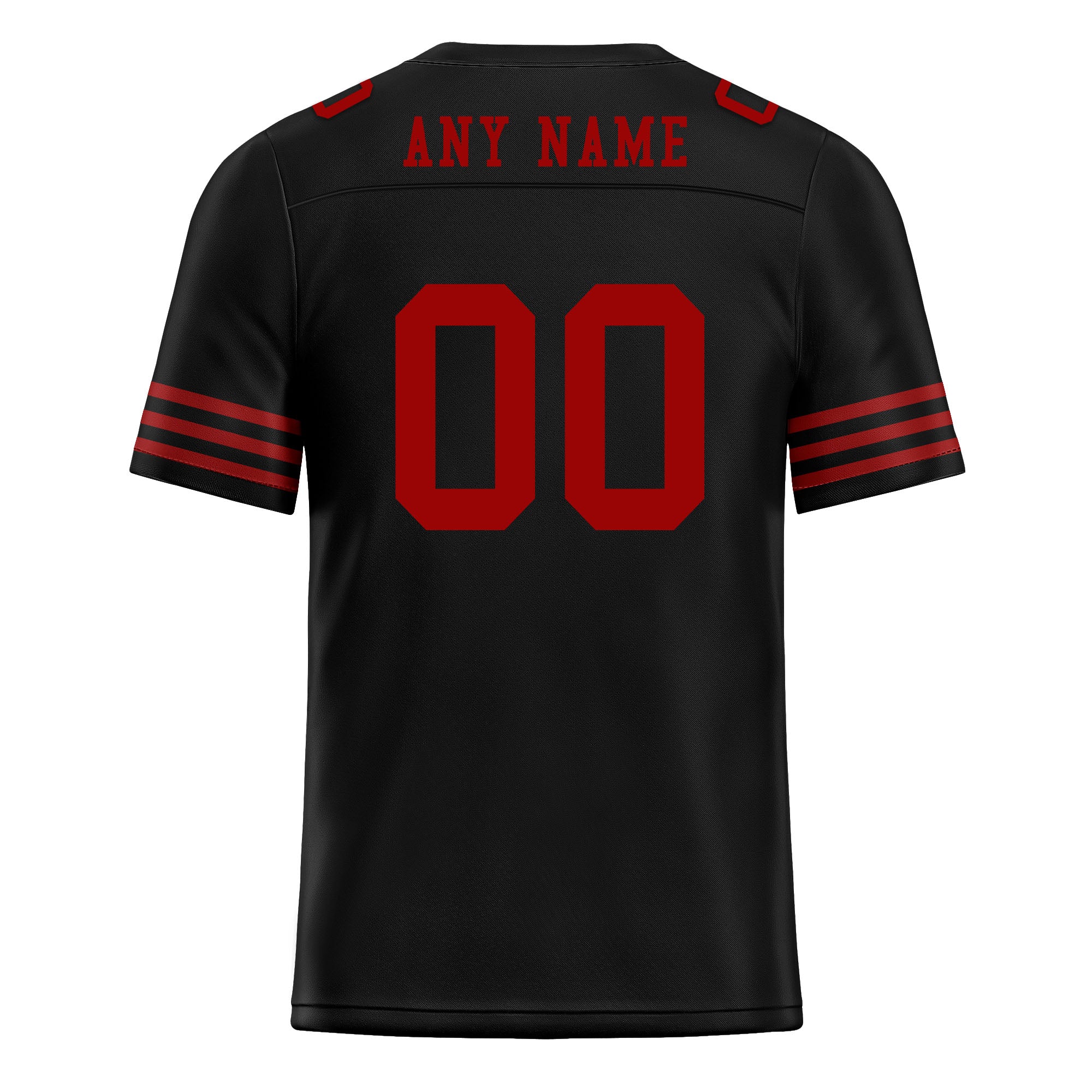 Custom Black Red Striped Sleeves Personalized Authentic Football Jersey FBJ02-D06041