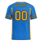 Custom Blue Yellow Striped Sleeves Personalized Authentic Football Jersey FBJ02-D06053