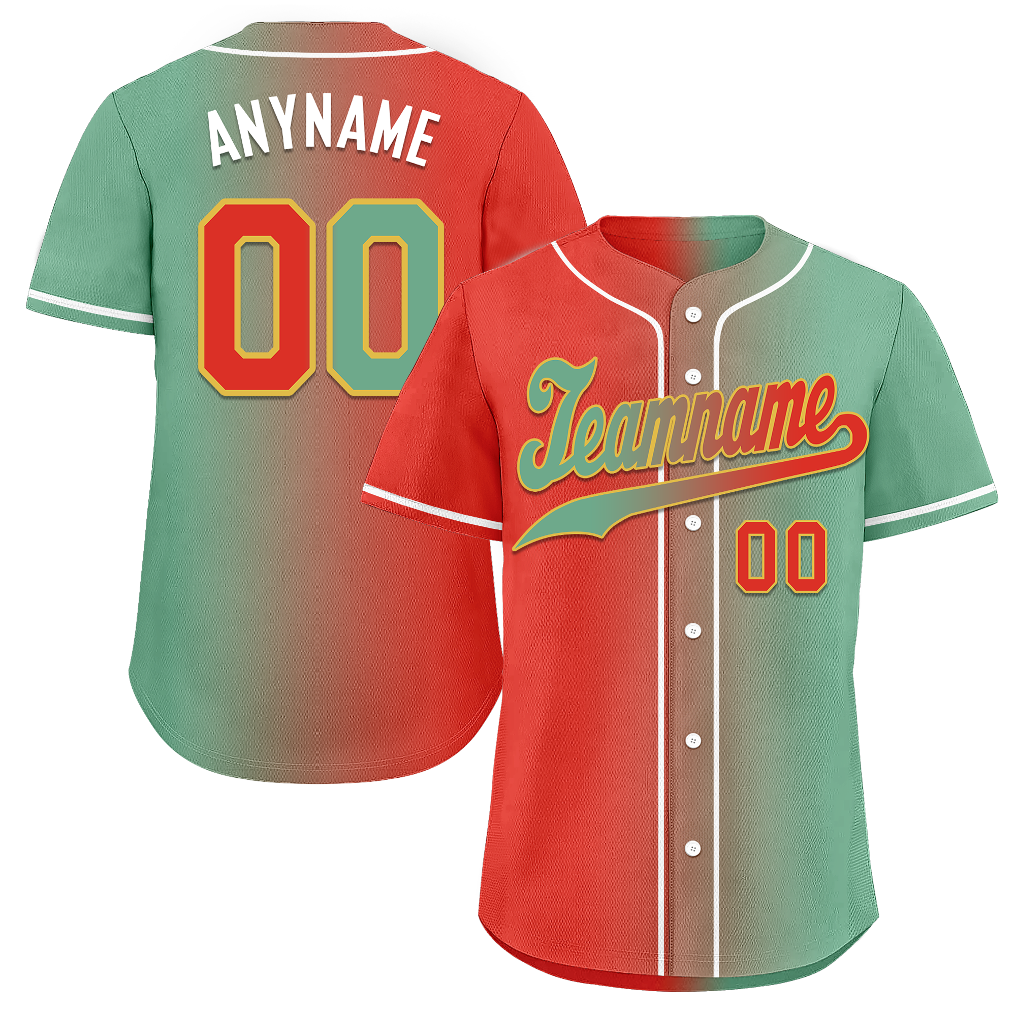Custom Red Green Gradient Fashion Personalized Authentic Baseball Jersey BSBJ01-D0a7a09
