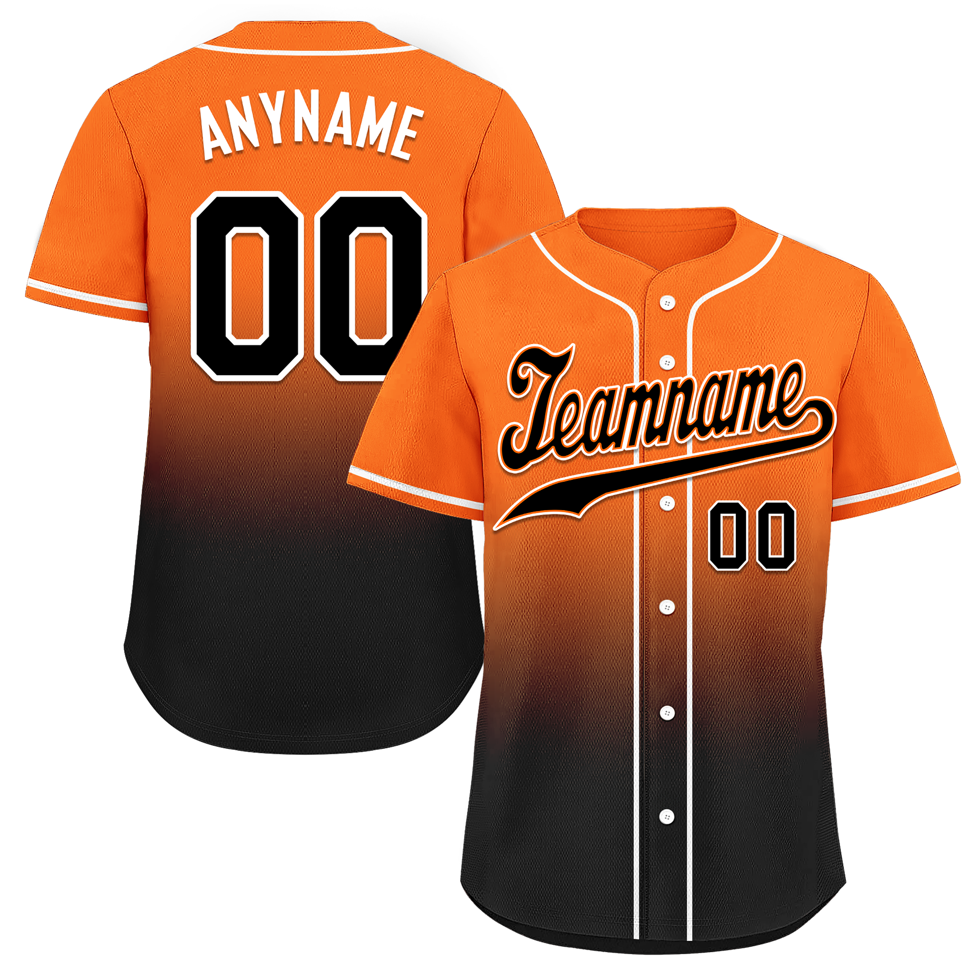Custom Orange Black Fade Fashion Personalized Authentic Baseball Jersey BSBJ01-D0a70c7