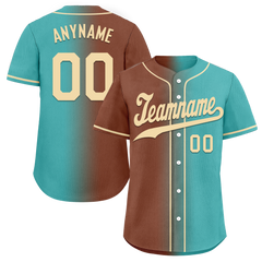 Custom Brown Cyan Gradient Fashion Personalized Authentic Baseball Jersey BSBJ01-D0a7088