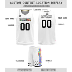 Custom White Rainbow Denver City Edition Personalized Reversible Basketball Set Sports Basketball Jersey BBJ01R-D0610-8