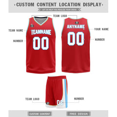 Custom Red White Memphis City Edition Personalized Reversible Basketball Set Sports Basketball Jersey BBJ01R-D0610-15