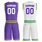 Custom Purple White Classic Style Reversible Basketball Uniform Personalized COOLMAX BBJR-D017047