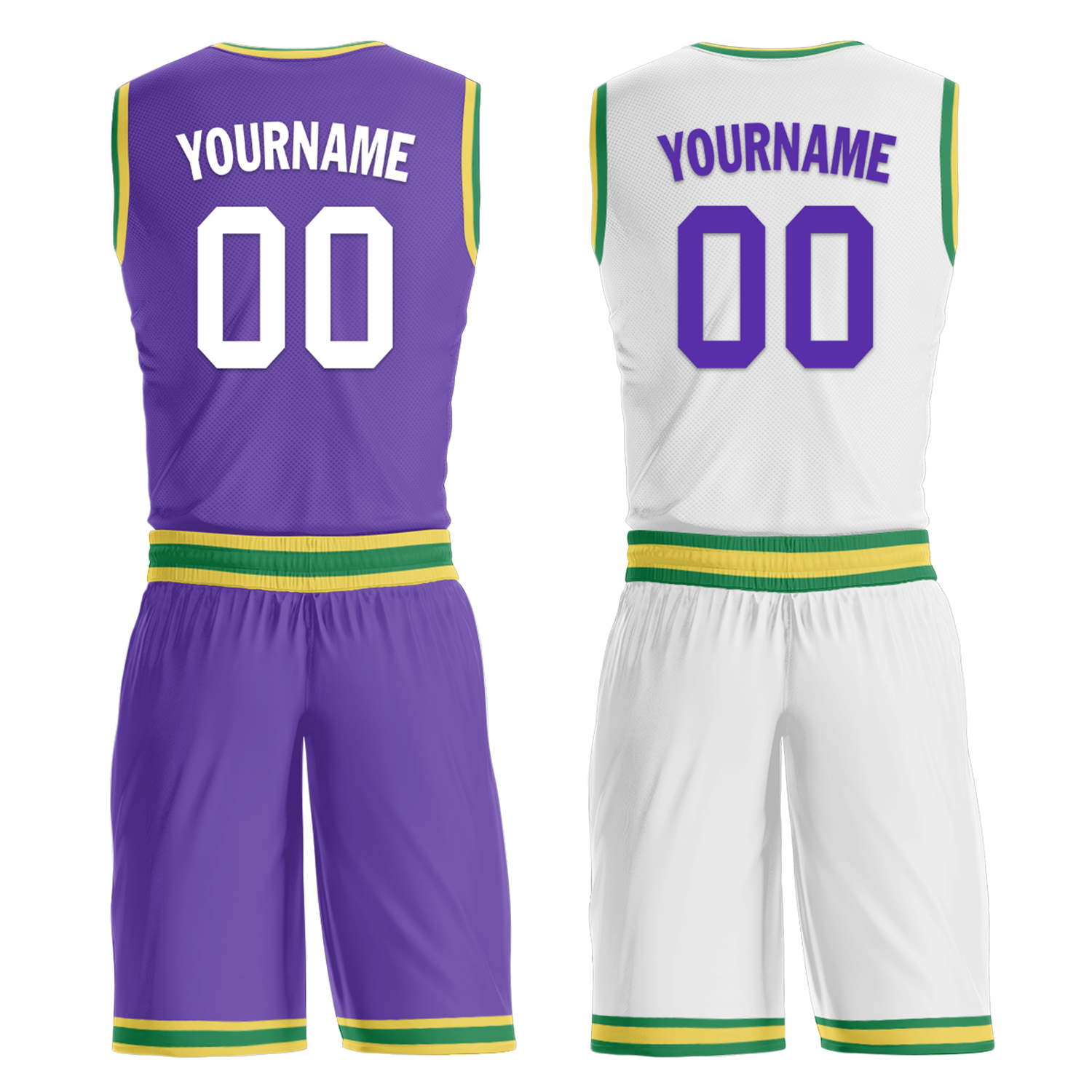 Custom Purple White Classic Style Reversible Basketball Uniform Personalized COOLMAX BBJR-D017047