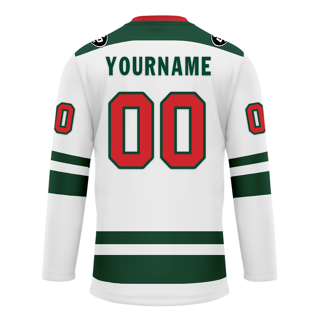 Custom White Green Personalized Hockey Jersey HCKJ01-D0a70c0