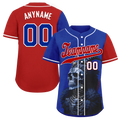 Custom Blue Red Skull Fashion Personalized Authentic Baseball Jersey BSBJ01-D017146