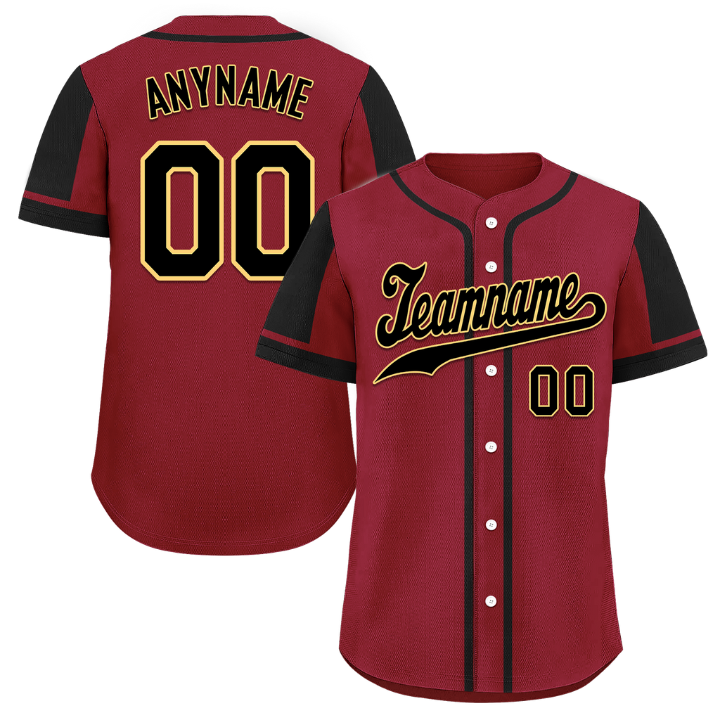 Custom Red Black Raglan Sleeves Personalized Authentic Baseball Jersey BSBJ01-D017162