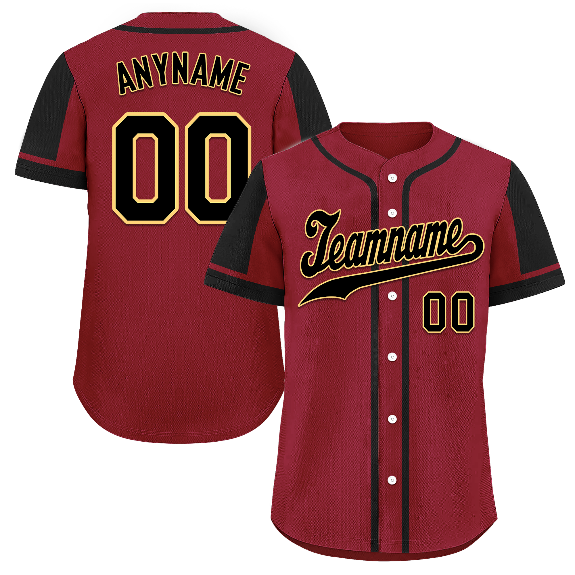 Custom Red Black Raglan Sleeves Personalized Authentic Baseball Jersey BSBJ01-D017162