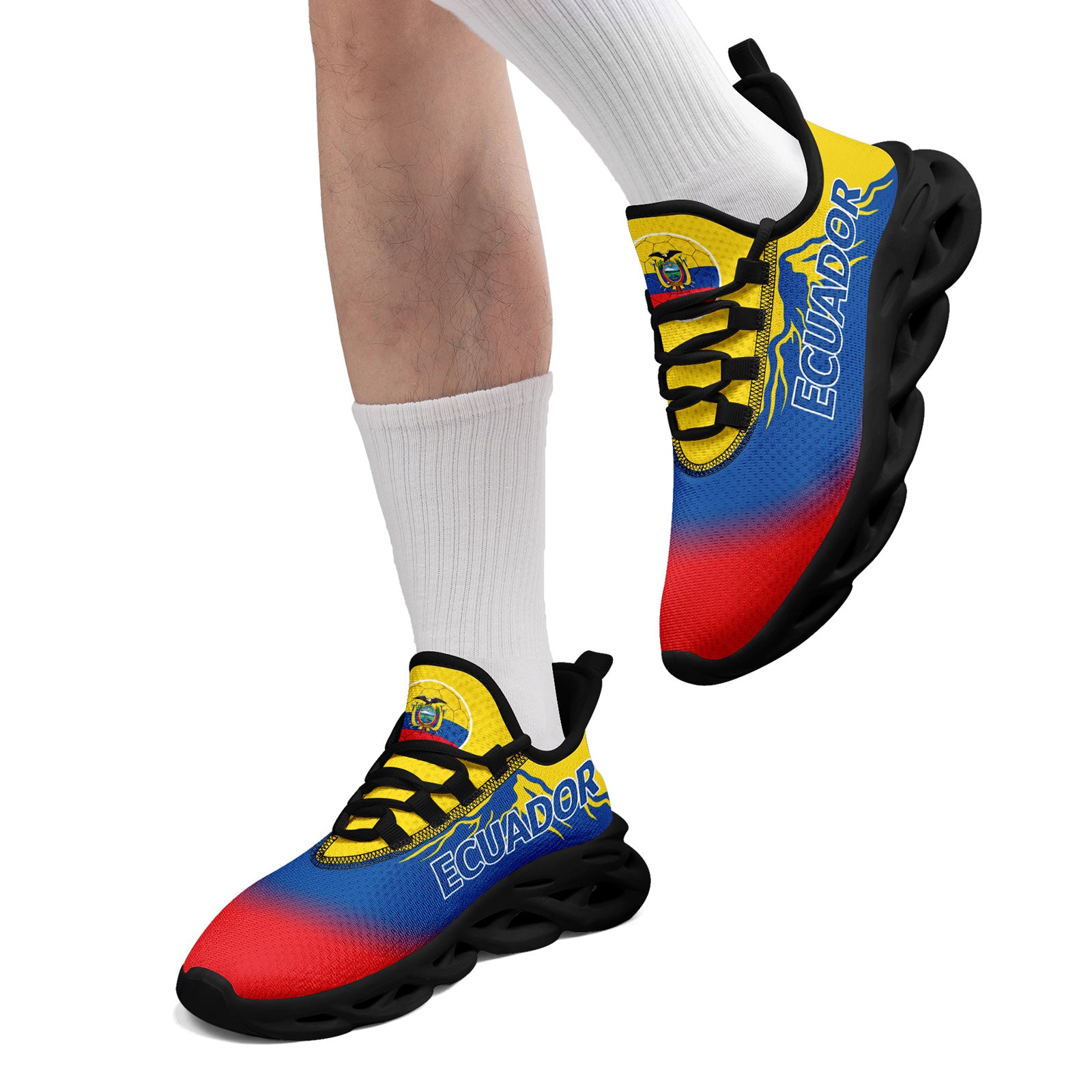 Custom Ecuador 2026 World Cup Sneakers DIY Country Flag Running Shoes Lightweight Sport Shoes Gift for Football Fans Personalized Team Name and Logo FN003-F009077-5