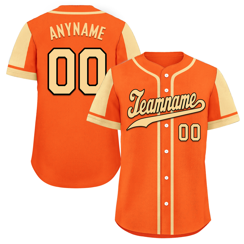 Custom Orange Yellow Raglan Sleeves Personalized Authentic Baseball Jersey BSBJ01-D017194