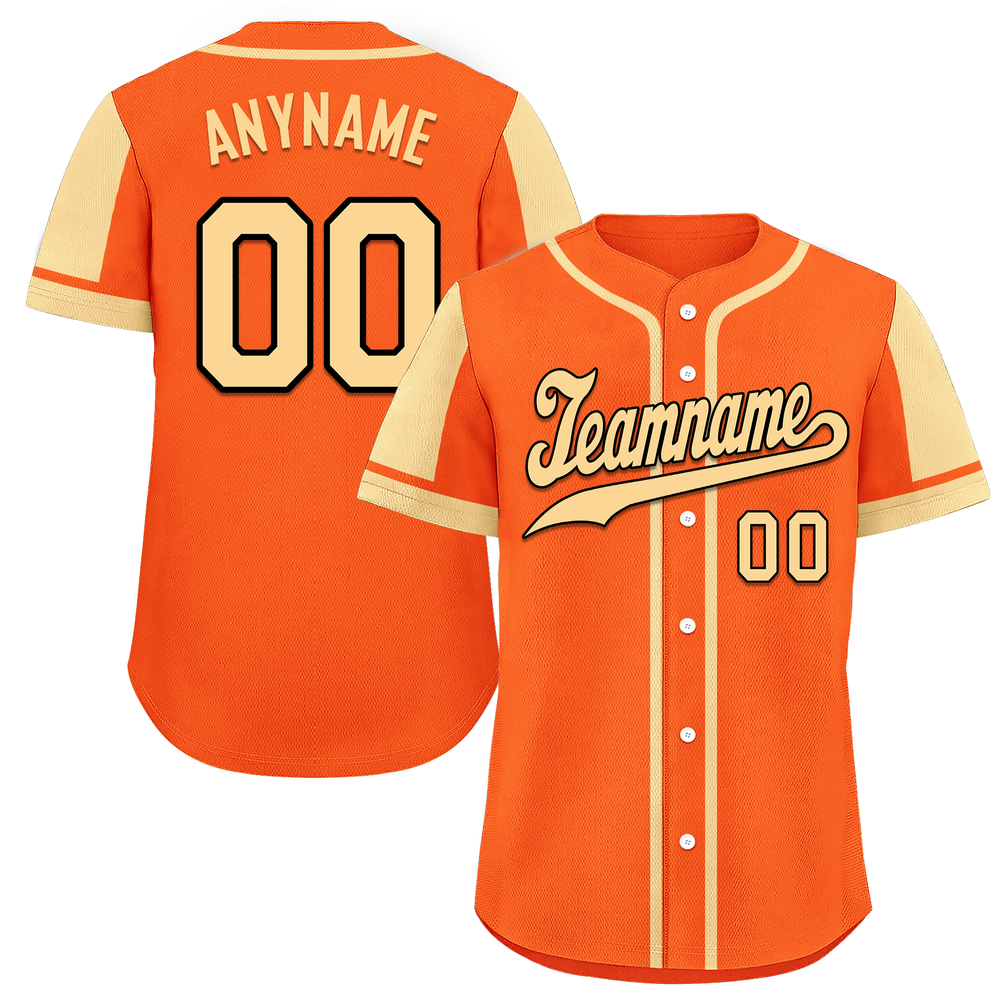 Custom Orange Yellow Raglan Sleeves Personalized Authentic Baseball Jersey BSBJ01-D017194