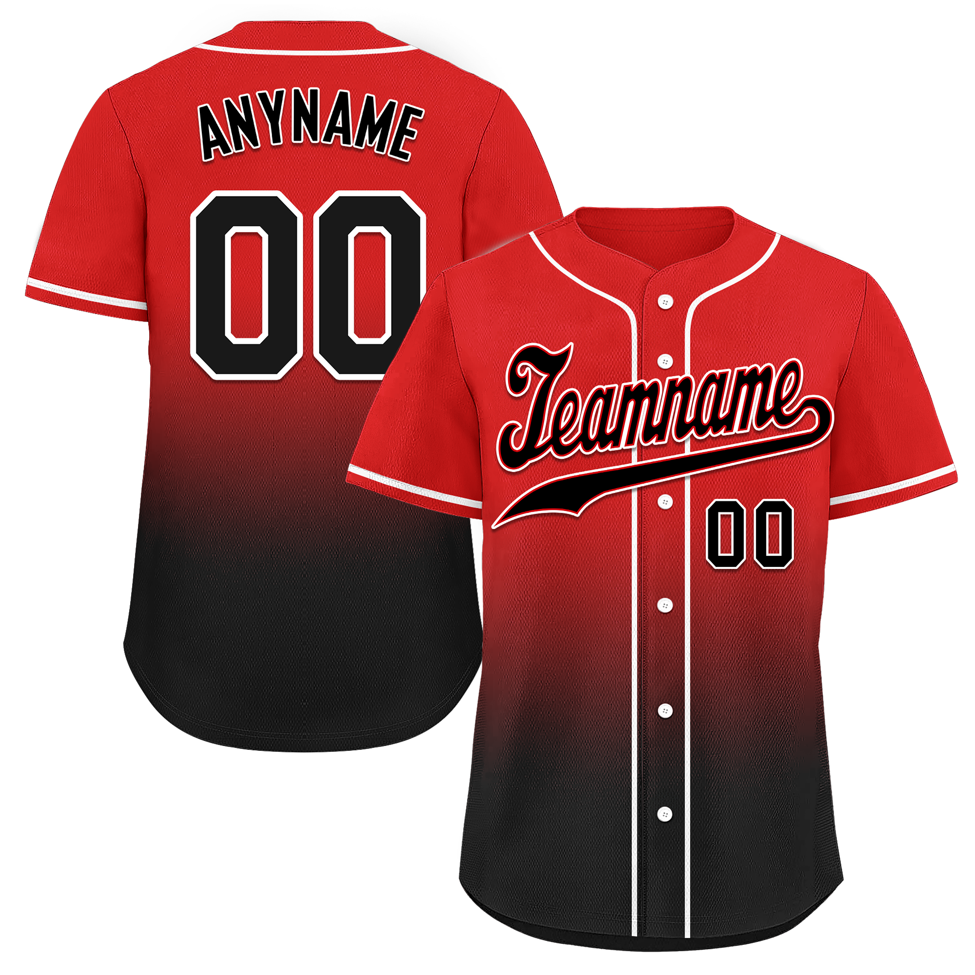 Custom Red Black Fade Fashion Personalized Authentic Baseball Jersey BSBJ01-D0a70ba