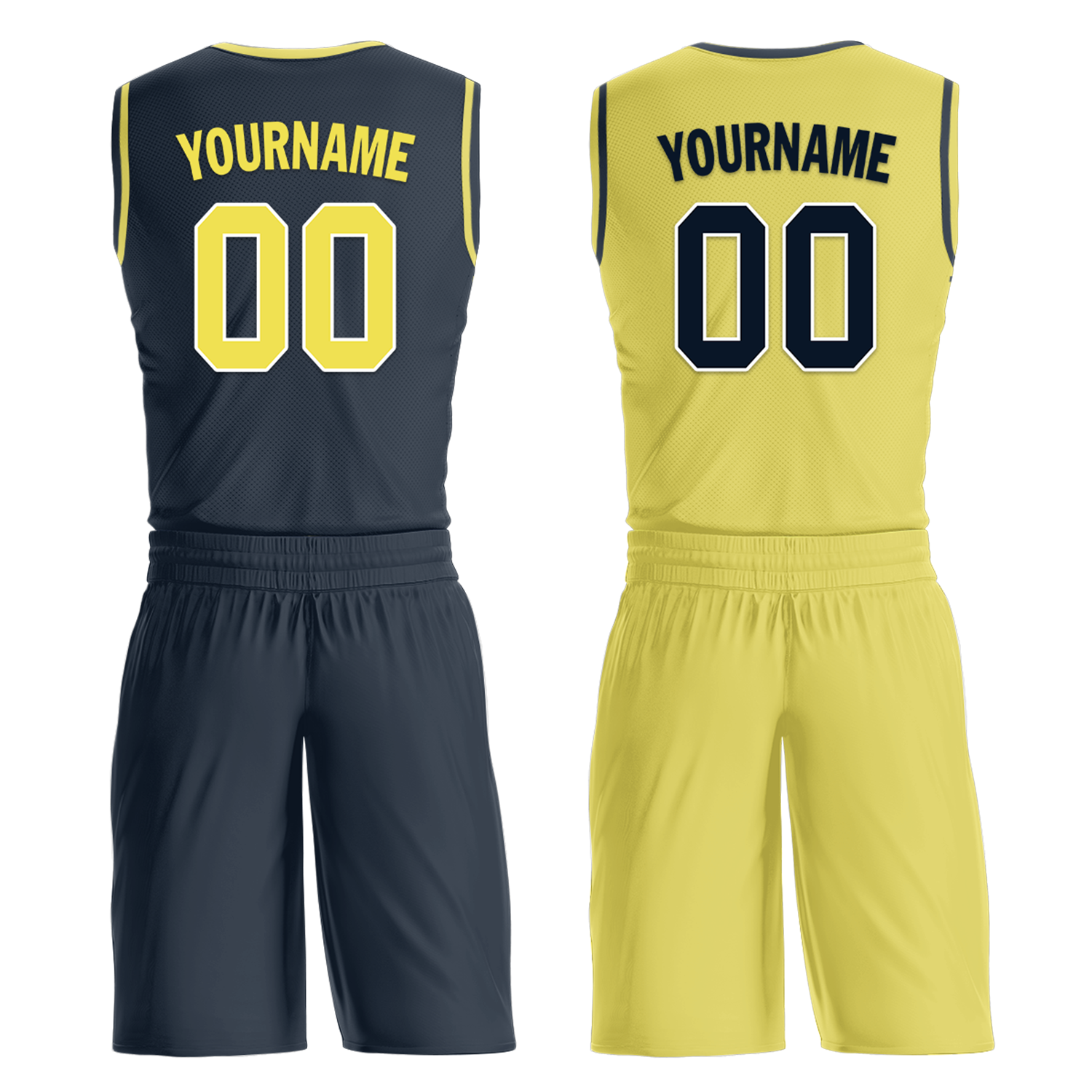 Custom Blue Yellow Classic Style Reversible Basketball Uniform Personalized Ordinary BBJR-D017059