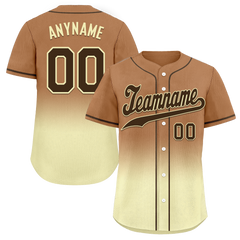 Custom Brown Yellow Fade Fashion Personalized Authentic Baseball Jersey BSBJ01-D0a70ff