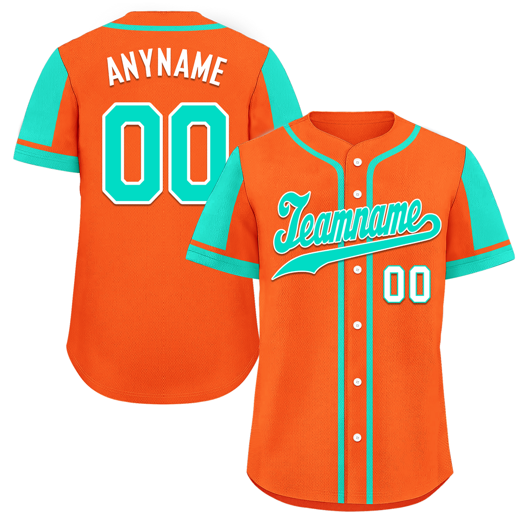 Custom Orange Cyan Raglan Sleeves Personalized Authentic Baseball Jersey BSBJ01-D017193