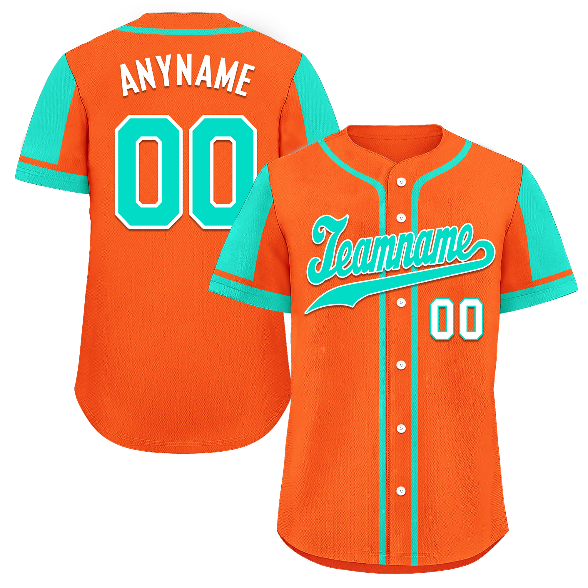 Custom Orange Cyan Raglan Sleeves Personalized Authentic Baseball Jersey BSBJ01-D017193