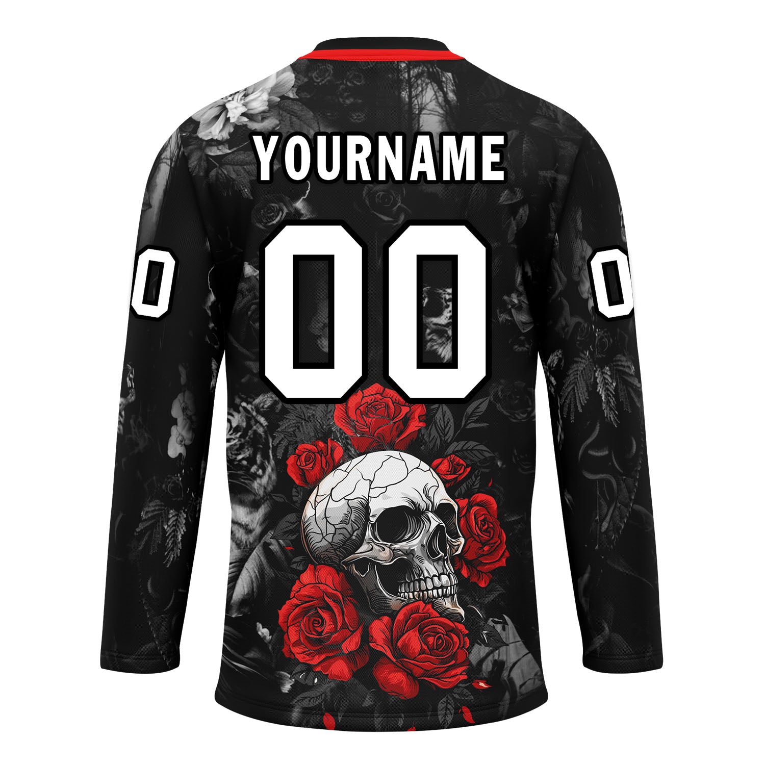 Custom Black Red Gothic Personalized Hockey Jersey HCKJ01-E0601-04