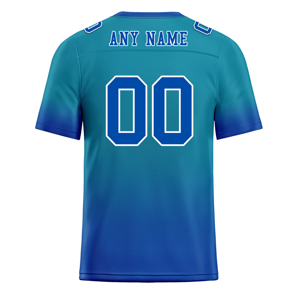 Custom Dark Teal Blue Fade Fashion Personalized Authentic Football Jersey FBJ02-D06101