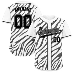 Custom White Black Zebra Pattern Personalized Authentic Baseball Jersey BSBJ01-D020201-2