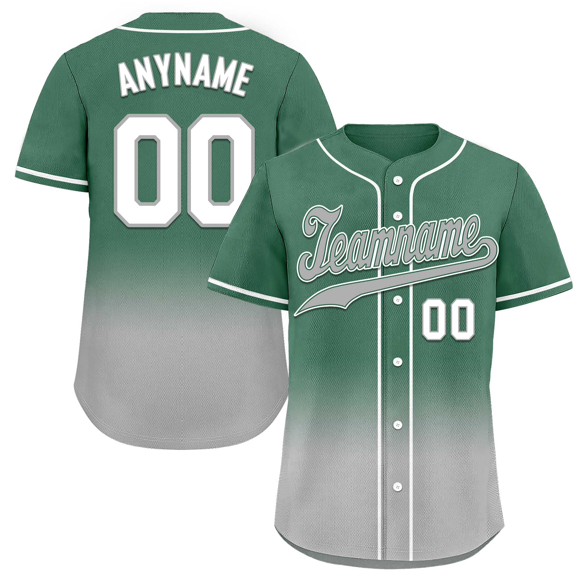 Custom Green Grey Fade Fashion Personalized Authentic Baseball Jersey BSBJ01-D0a70c9