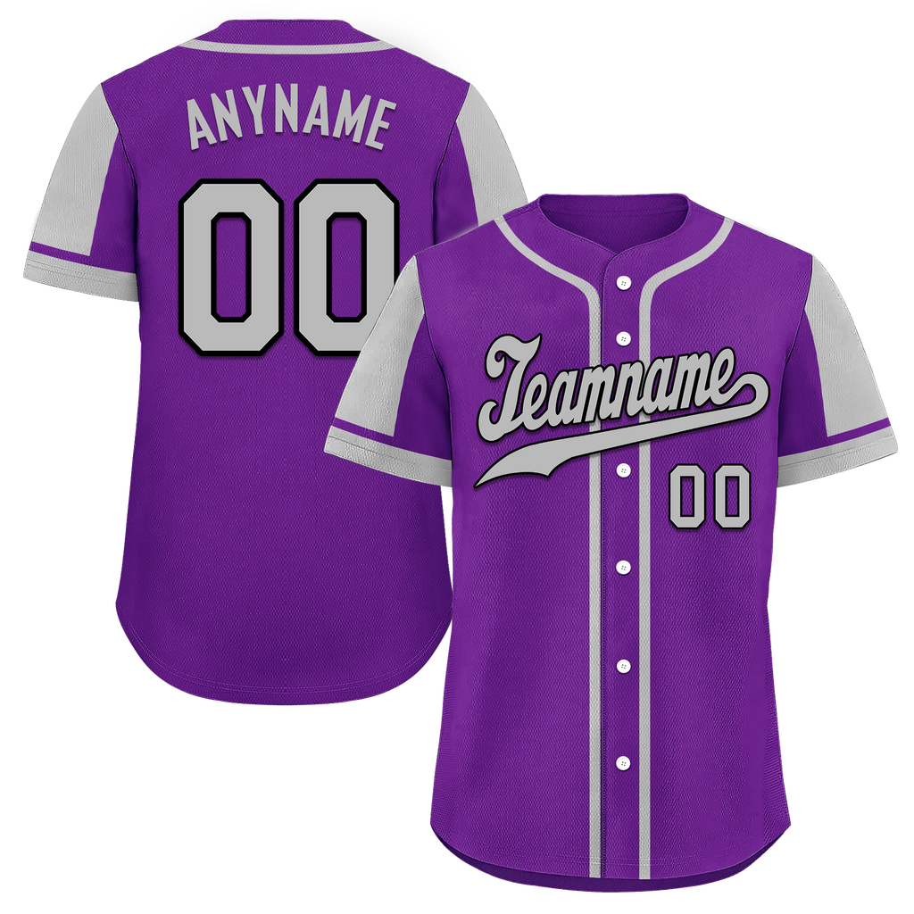 Custom Purple Gray Raglan Sleeves Personalized Authentic Baseball Jersey BSBJ01-D017173