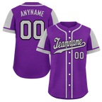 Custom Purple Gray Raglan Sleeves Personalized Authentic Baseball Jersey BSBJ01-D017173