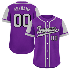 Custom Purple Gray Raglan Sleeves Personalized Authentic Baseball Jersey BSBJ01-D017173