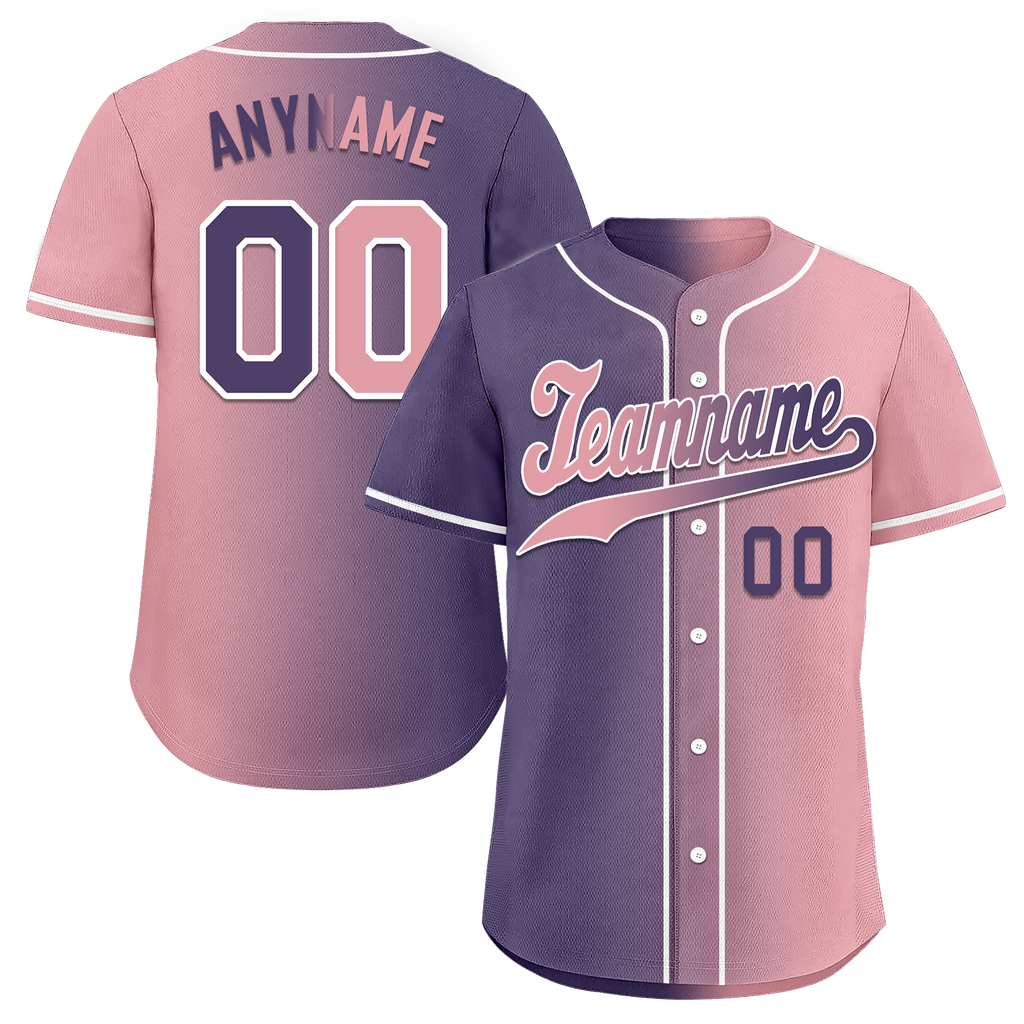 Custom Purple Pink Gradient Fashion Personalized Authentic Baseball Jersey BSBJ01-D0a7a0e