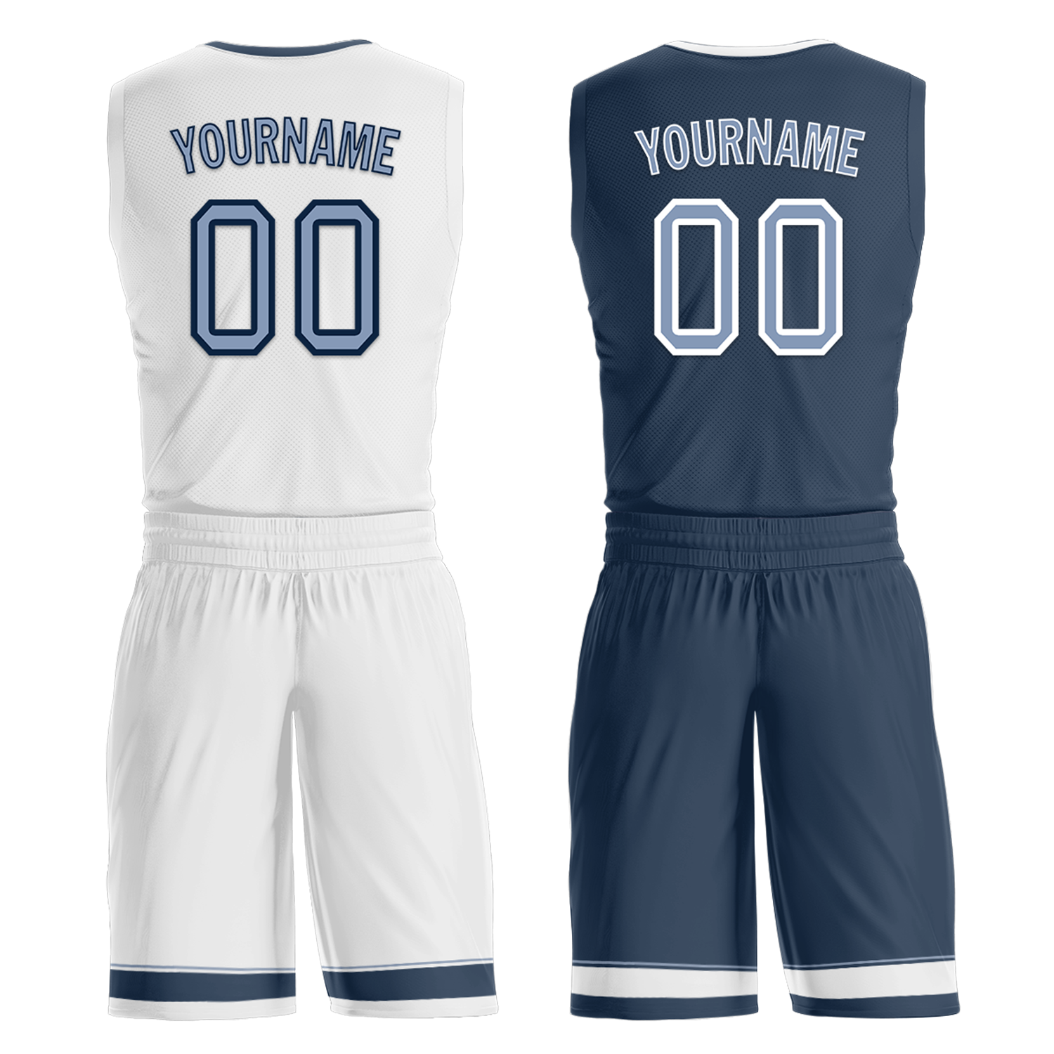 Custom White Blue Classic Style Reversible Basketball Uniform Personalized Ordinary BBJR-D017043