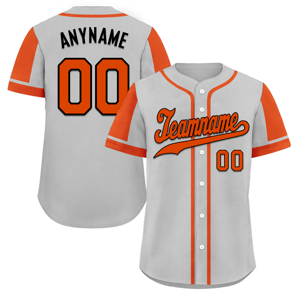 Custom Gray Orange Raglan Sleeves Personalized Authentic Baseball Jersey BSBJ01-D017187