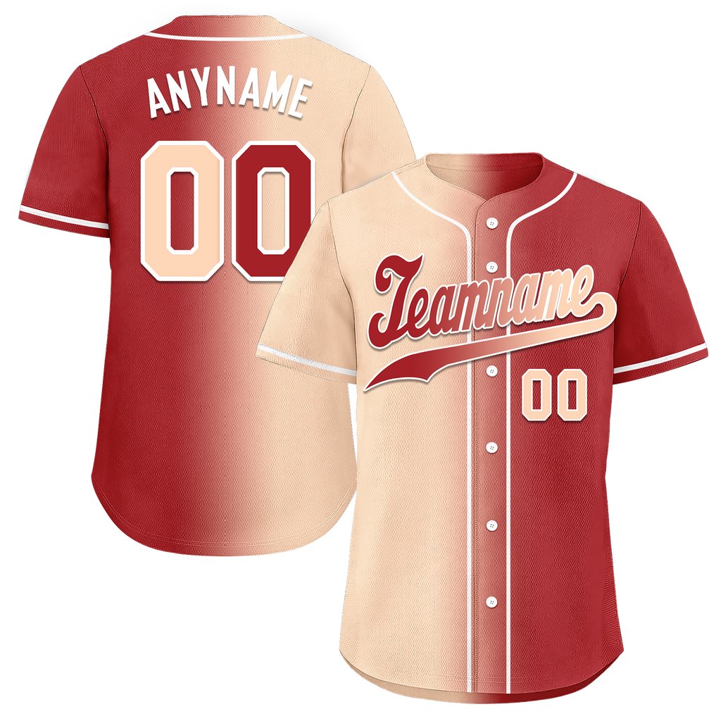 Custom Beige Red Gradient Fashion Personalized Authentic Baseball Jersey BSBJ01-D0a708f