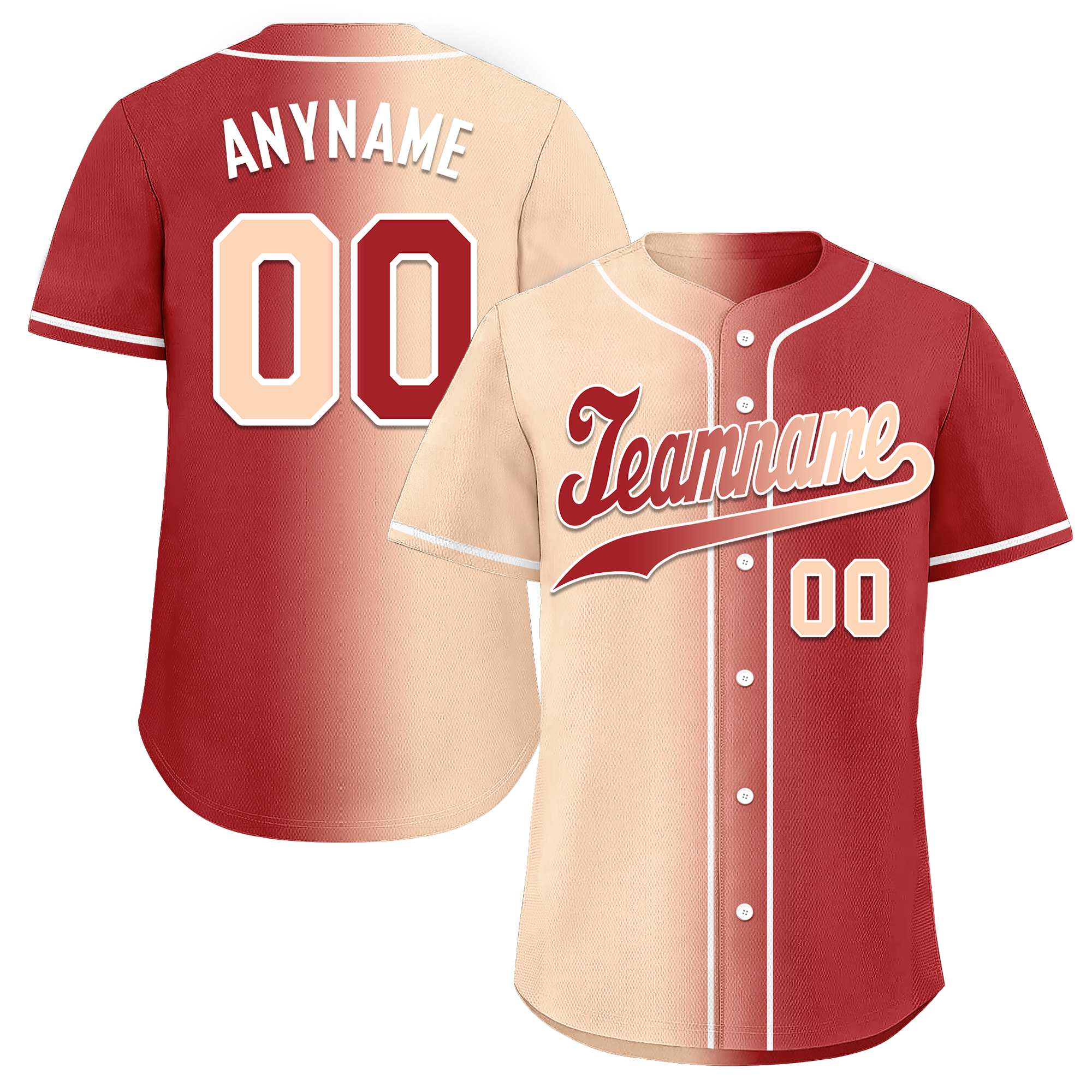 Custom Beige Red Gradient Fashion Personalized Authentic Baseball Jersey BSBJ01-D0a708f