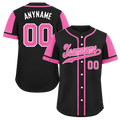Custom Black Pink Raglan Sleeves Personalized Authentic Baseball Jersey BSBJ01-D017198