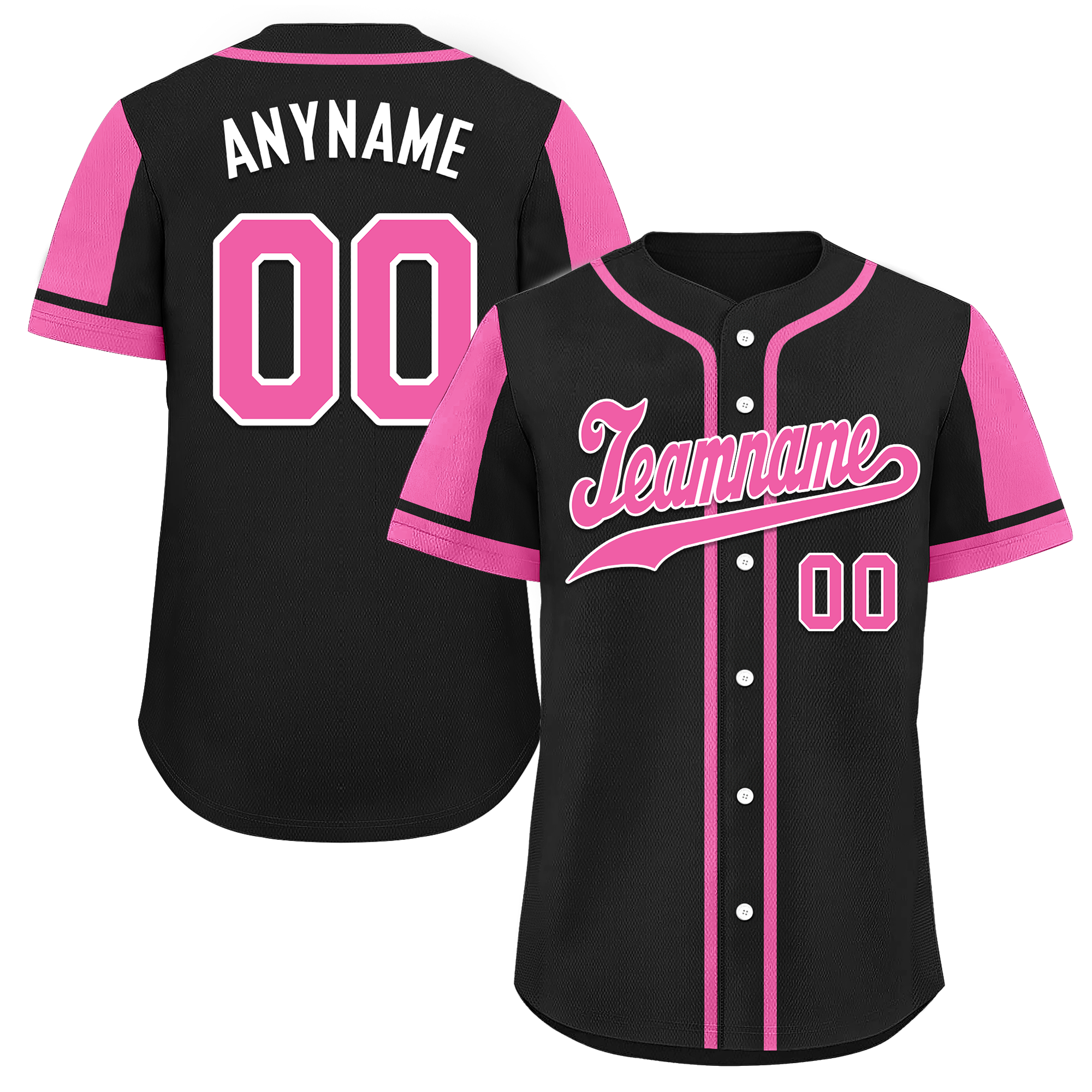 Custom Black Pink Raglan Sleeves Personalized Authentic Baseball Jersey BSBJ01-D017198