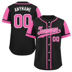 Custom Black Pink Raglan Sleeves Personalized Authentic Baseball Jersey BSBJ01-D017198