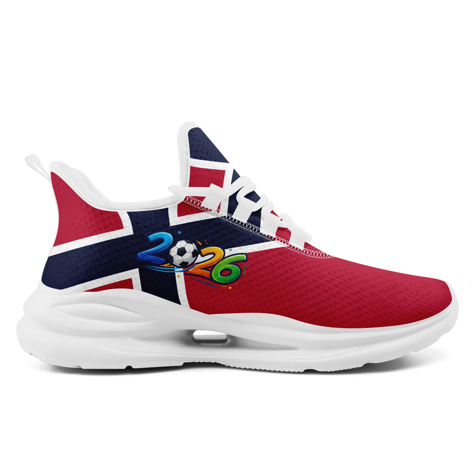 Custom 2026 World Cup Norway Sneakers DIY Country Flag Running Shoes Lightweight Sport Shoes Gift for Football Fans Personalized Team Name and Logo FN079-F027070-4